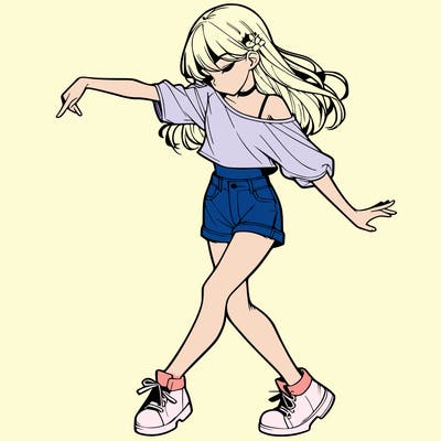 realistic girl danceing