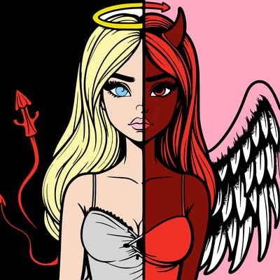 devil vs angel realistic girl