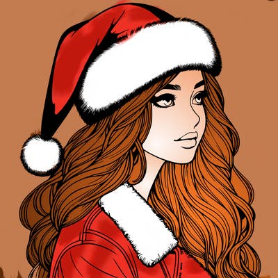 realistic girl in santa hat