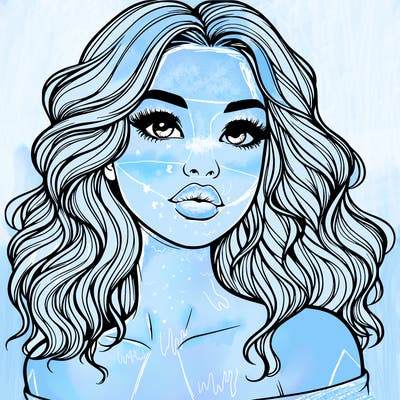 realistic girl with wavy hair and lips