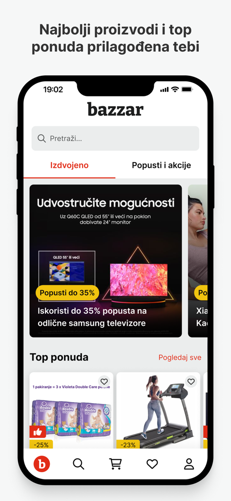 Bazzar Shop - Bazzar Shop mobile app interface displaying featured products and top offers with discounts