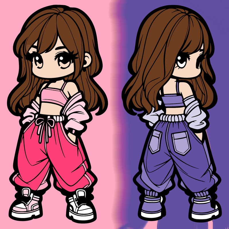 girl in crop top and baggy pants