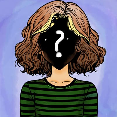 realistic girl with medium wavy hair with a retro striped shirt
