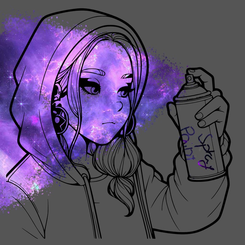 a realistic girl, spray painting