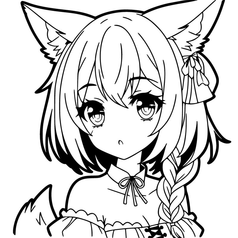 anime girl with fox ears