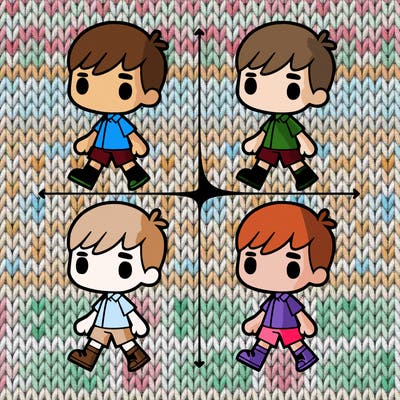 a boy with 4 sides to color