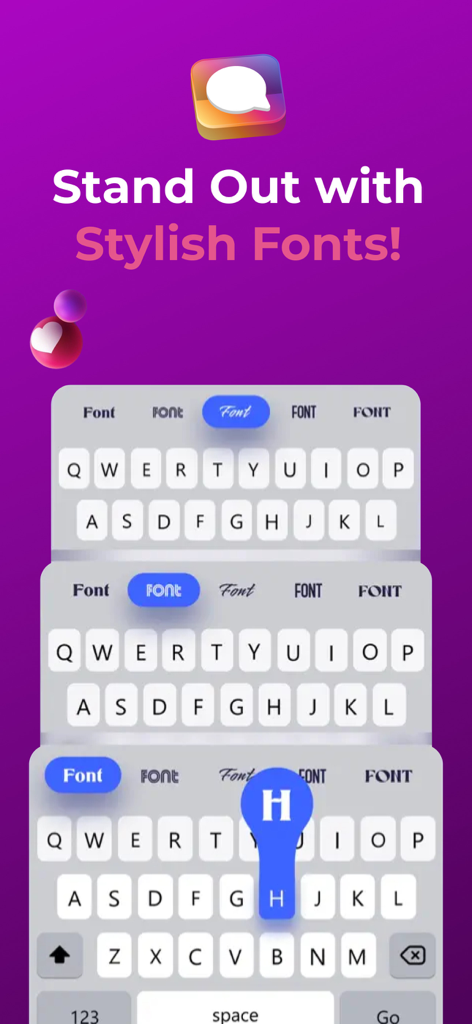 Boost App Social - Custom mobile keyboard showing various stylish font options for social media creators