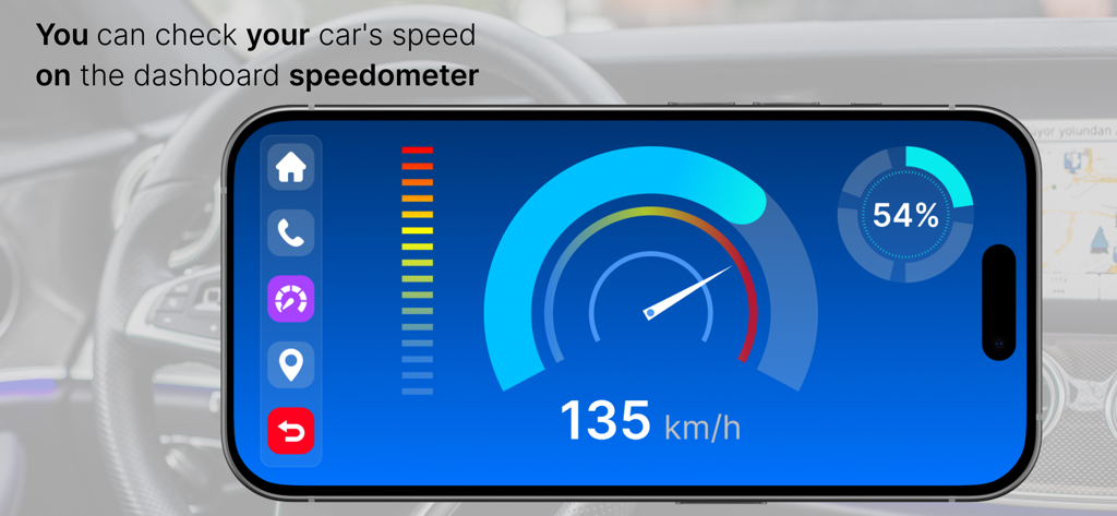 Entune app suite: Car Sync - Digital speedometer and driving dashboard interface in the Entune car sync app