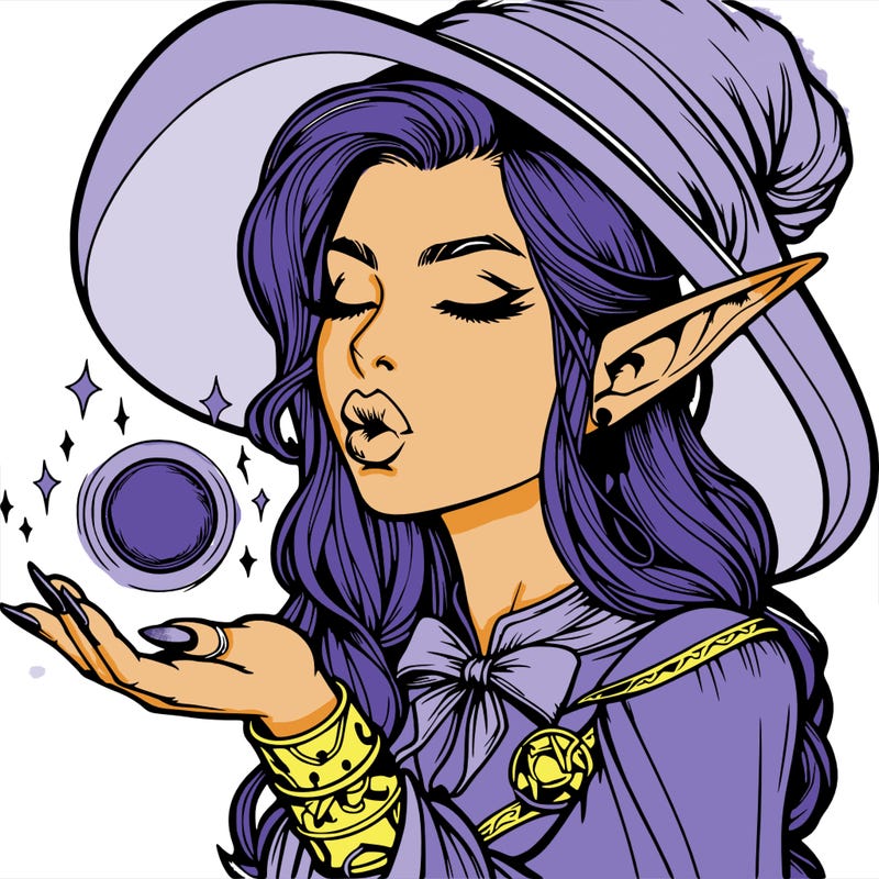 realistic elf casting a spell with lips
