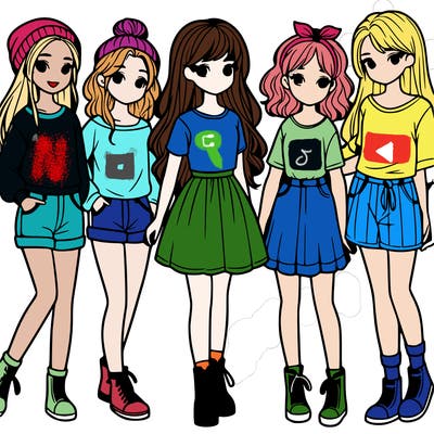 a group of five girls