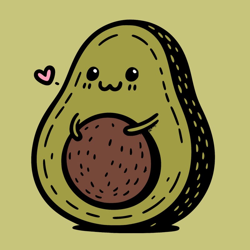 an avocado hugging an avocado