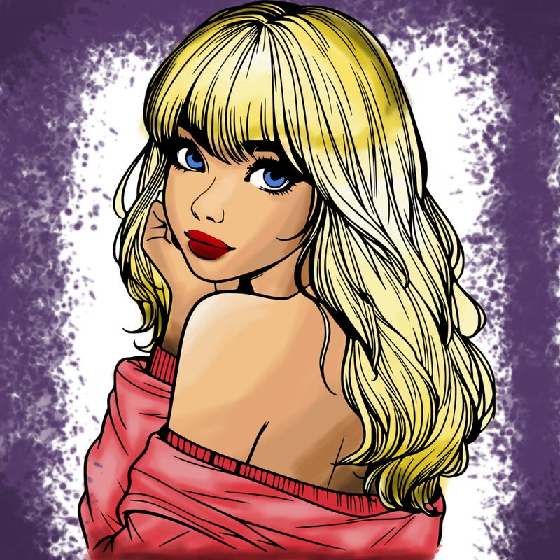 realistic girl with bangs looking over her shoulder