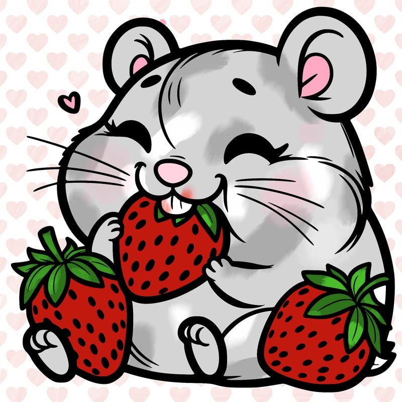 hamster eating strawberries
