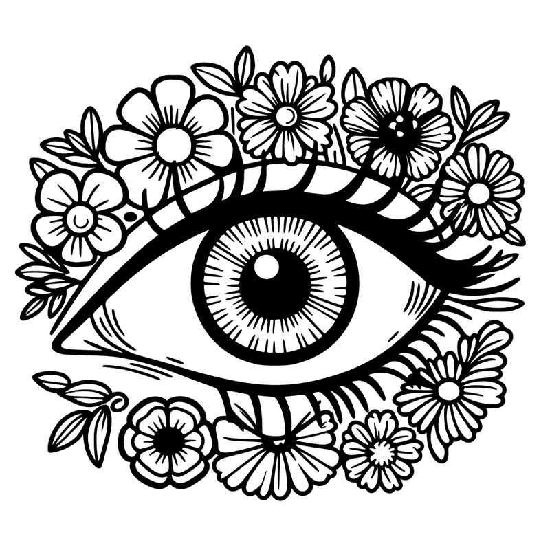 eye with flowers