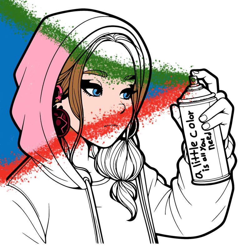 a realistic girl, spray painting