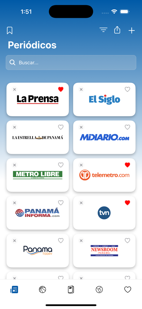Periódicos de Panamá - Grid view of Panamanian newspaper logos in the Periodicos de Panama app