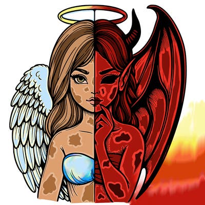 realistic angel half demon