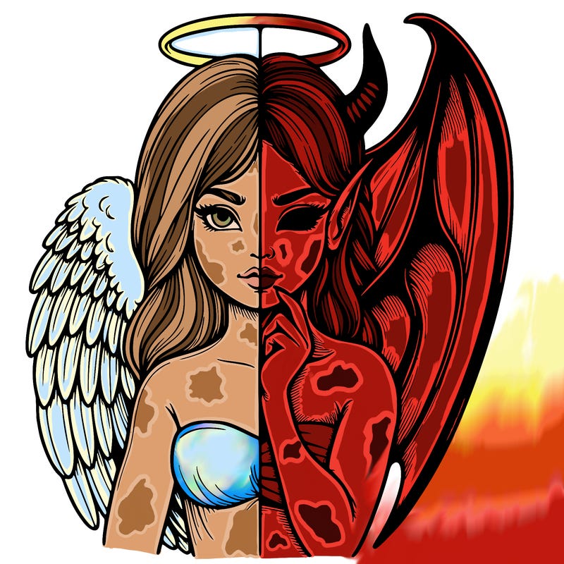 realistic angel half demon