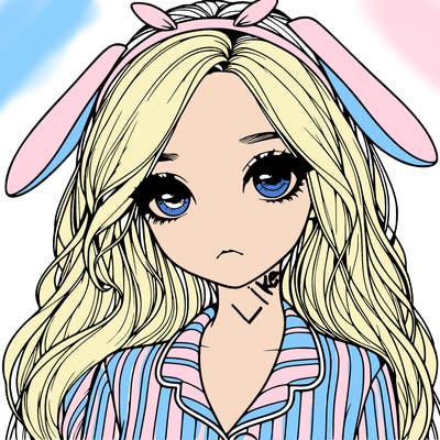realistic girl with bunny pjs