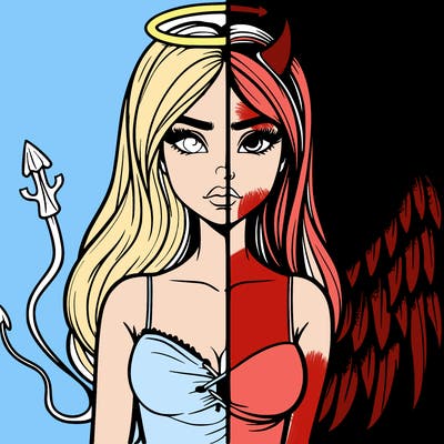 devil vs angel realistic girl