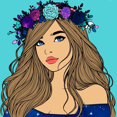 realistic girl with flower crown