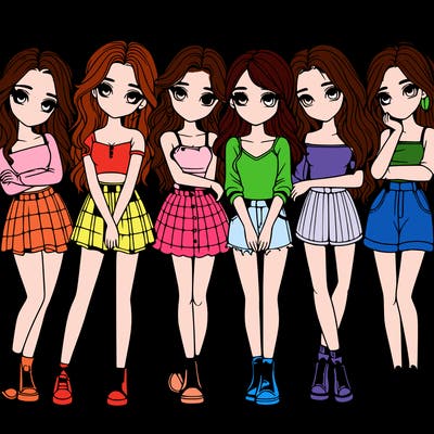 a group of girls realistic