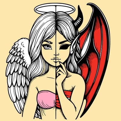 realistic angel half demon