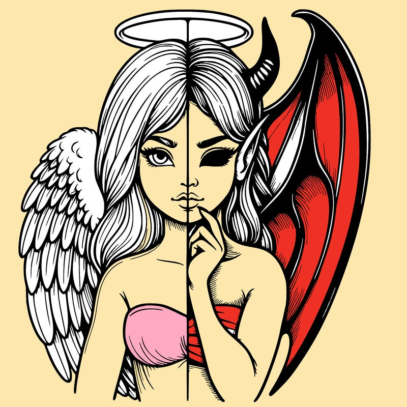 realistic angel half demon