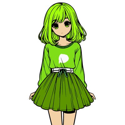 realistic girl with a skirt on