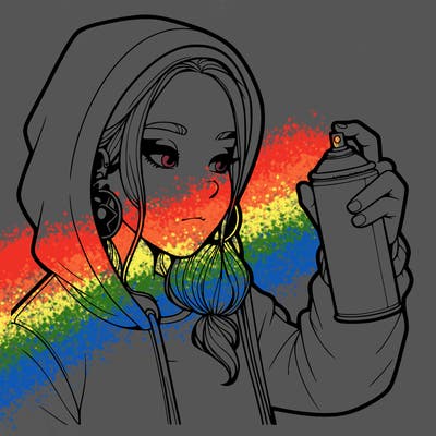 a realistic girl, spray painting