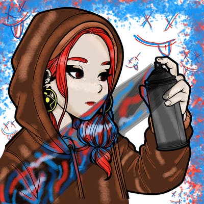 a realistic girl, spray painting