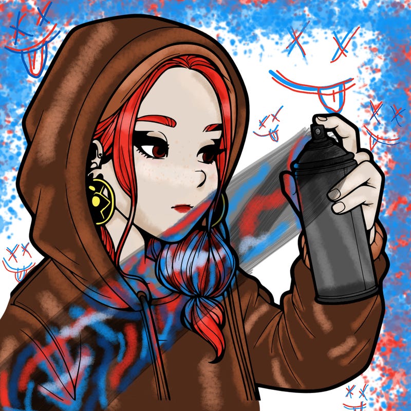 a realistic girl, spray painting