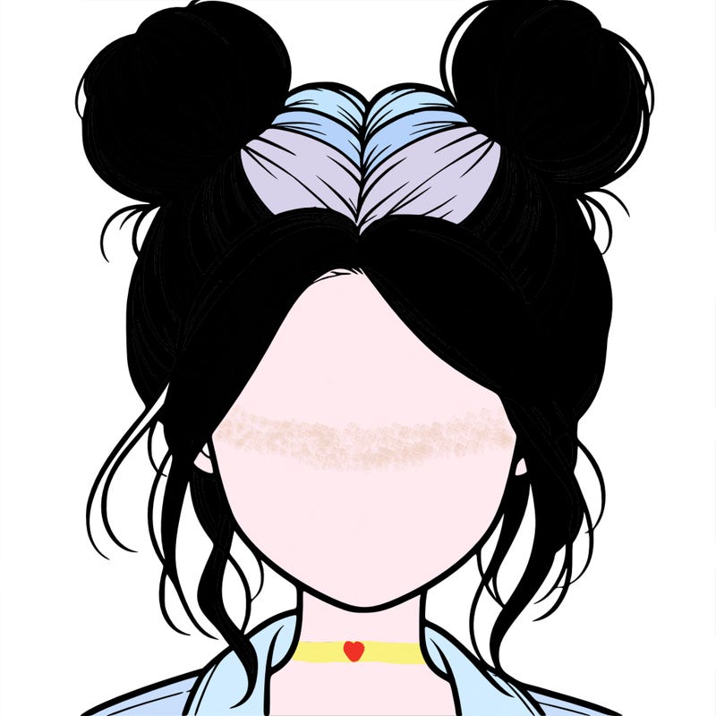 realistic girl with buns on the top of her hair