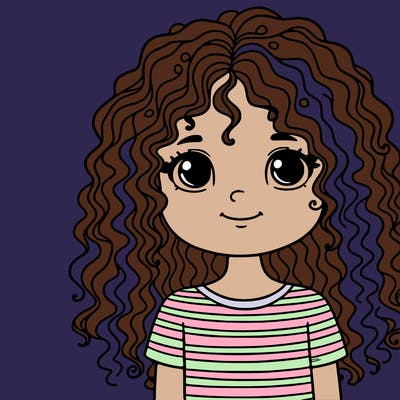 a girl with curly hair
