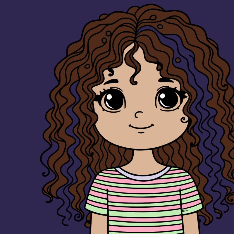 a girl with curly hair
