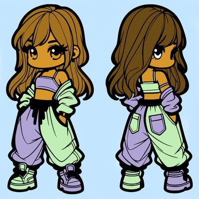 girl in crop top and baggy pants