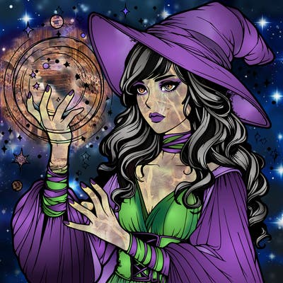 realistic women sorcerer using magic