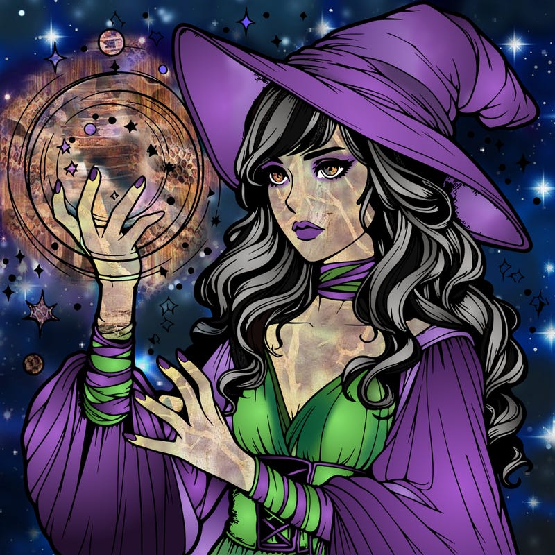realistic women sorcerer using magic