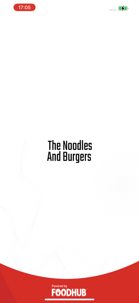 The Noodles And Burgers, - Pantalla de inicio de la aplicación The Noodles and Burgers con marca Foodhub