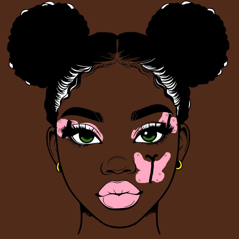 realistic black woman with two buns