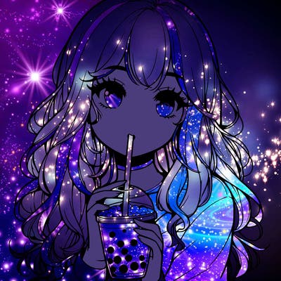 realistic girl drink a boba