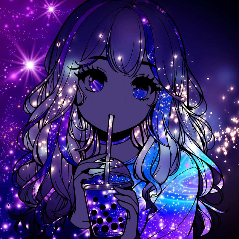 realistic girl drink a boba