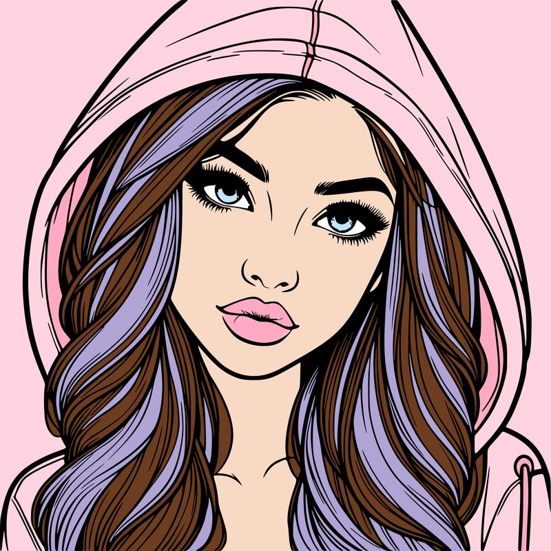 realistic beautiful girl with a hood on