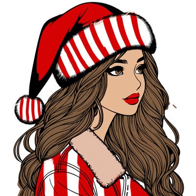 realistic girl in santa hat