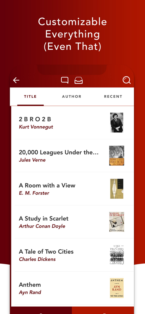 QuickReader - Speed Reading - Interfaz de la biblioteca de la aplicación QuickReader mostrando una lista de libros clásicos para lectura rápida