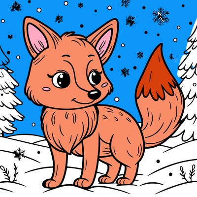 a fox in the snow