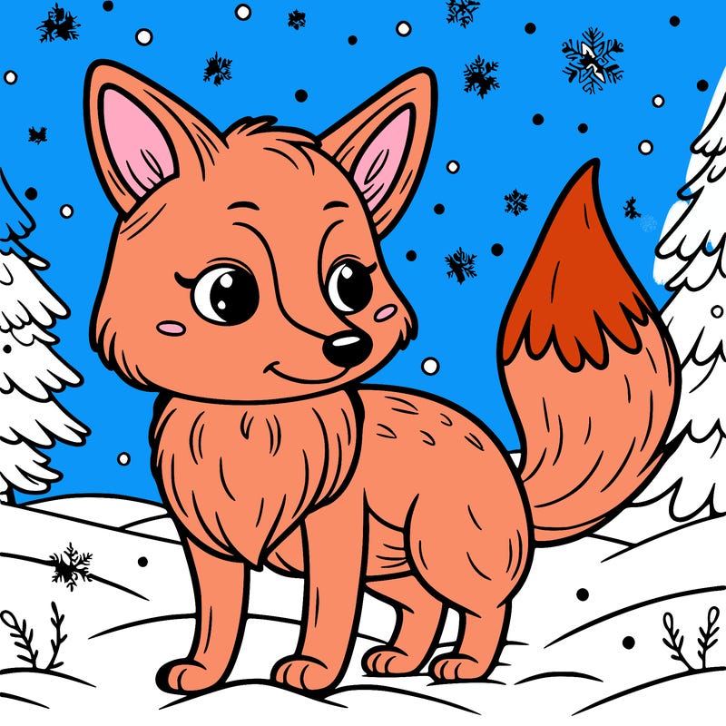a fox in the snow