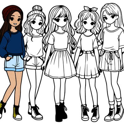 a group of five girls