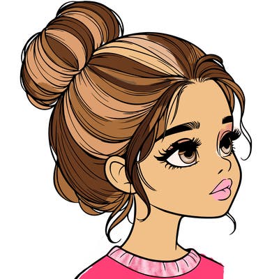 realistic girl with bun