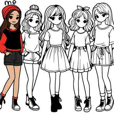 a group of five girls